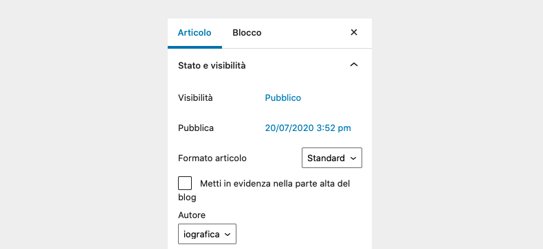 autore articolo WordPress autore articolo WordPress